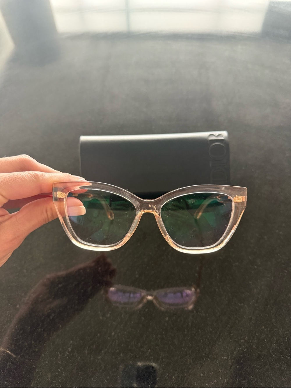 Dior Pink Transparent Cat-Eye Eyeglasses